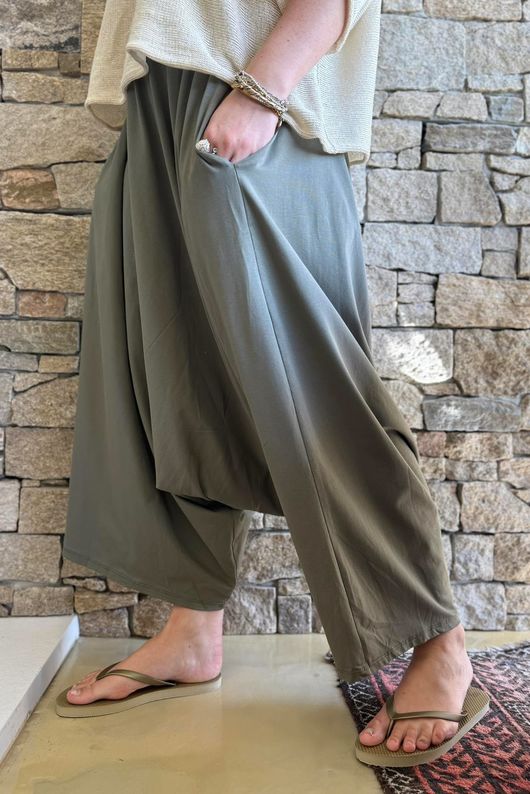 Oscar Asymmetric Hareem Skirt Pant Khaki
